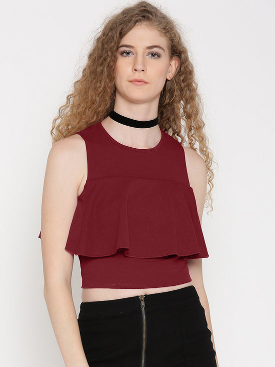 Maroon Ruffle Tank Top