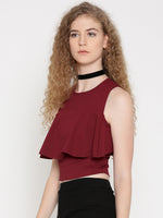 Maroon Ruffle Tank Top