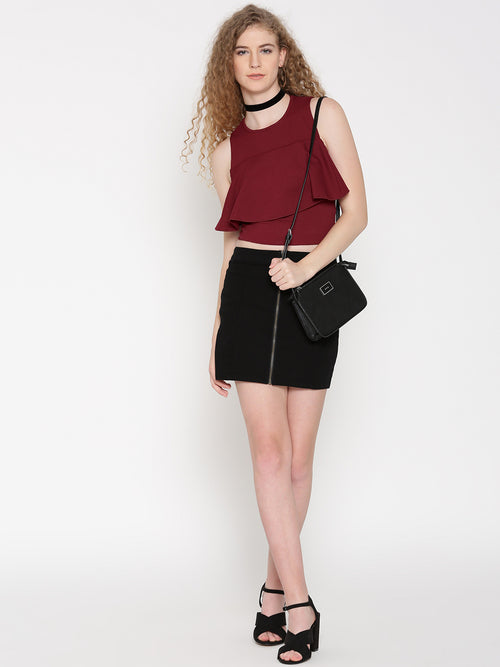 Maroon Ruffle Tank Top