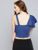 Royal Blue One Shoulder Frilled Top