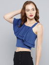 Royal Blue One Shoulder Frilled Top