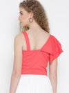 Coral One Shoulder Frilled Top