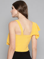 Yellow One Shoulder Frilled Top