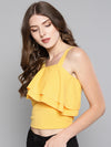 Yellow One Shoulder Frilled Top