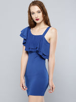 Royal Blue One Shoulder Frilled Bodycon Dress