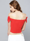 Red Shoulder Bow Bardot Top