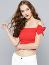 Red Shoulder Bow Bardot Top