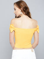 Yellow Shoulder Bow Bardot Top