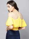 Yellow Layered Frill Cold Shoulder Top