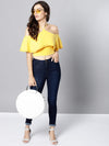 Yellow Layered Frill Cold Shoulder Top