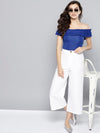 Royal Blue Frilled Bardot Crop Top