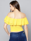 Yellow Frilled Bardot Crop Top