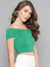 Veni Vidi Vici Green Bandage Bardot Crop Top