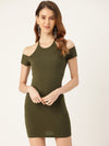 Veni Vidi Vici Olive Cold Shoulder Bodycon Dress