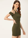 Veni Vidi Vici Olive Cold Shoulder Bodycon Dress