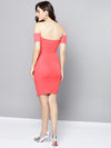 Coral Slit Bardot Dress