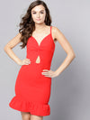 Red Knot Frilled Dress