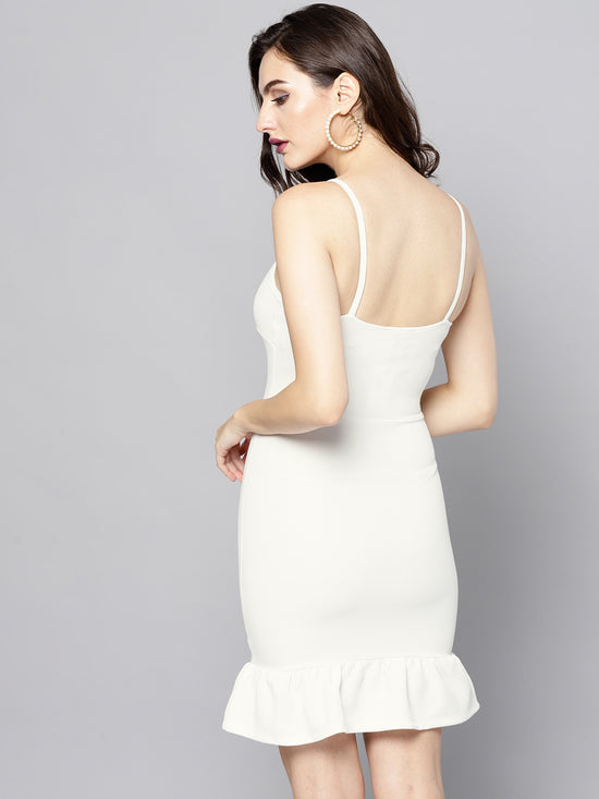 White Knot Frilled Dress