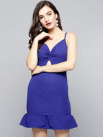 Royal Blue Knot Frilled Dress