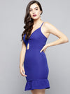 Royal Blue Knot Frilled Dress