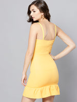 Yellow Knot Frilled Dress