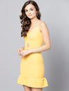 Yellow Knot Frilled Dress