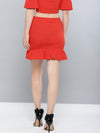 Red Frilled Bottom Bodycon Skirt