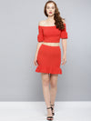 Red Frilled Bottom Bodycon Skirt