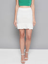 Veni Vidi Vici Off White Frilled Bottom Bodycon Skirt