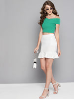 Veni Vidi Vici Off White Frilled Bottom Bodycon Skirt