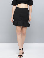 Black Frilled Bottom Bodycon Skirt