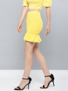 Yellow Frilled Bottom Bodycon Skirt