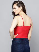 Red Front Knot Strappy Crop Top