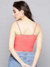 Coral Front Knot Strappy Crop Top