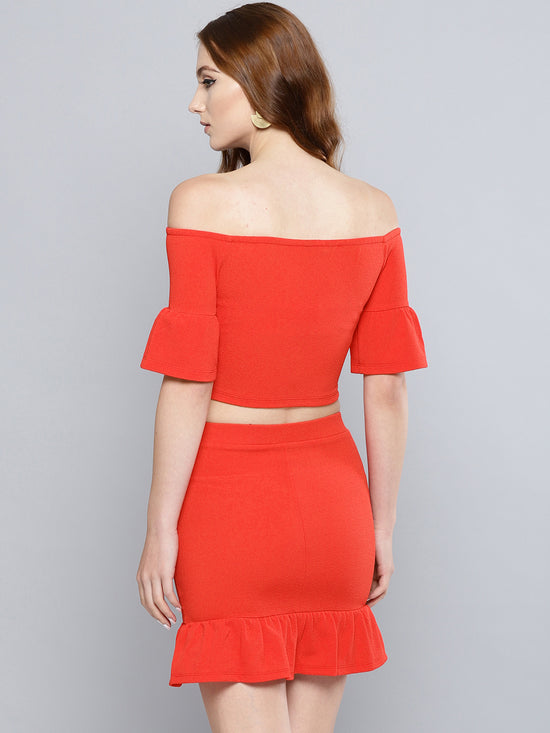 Red Frilled Co-Ordinate Dress