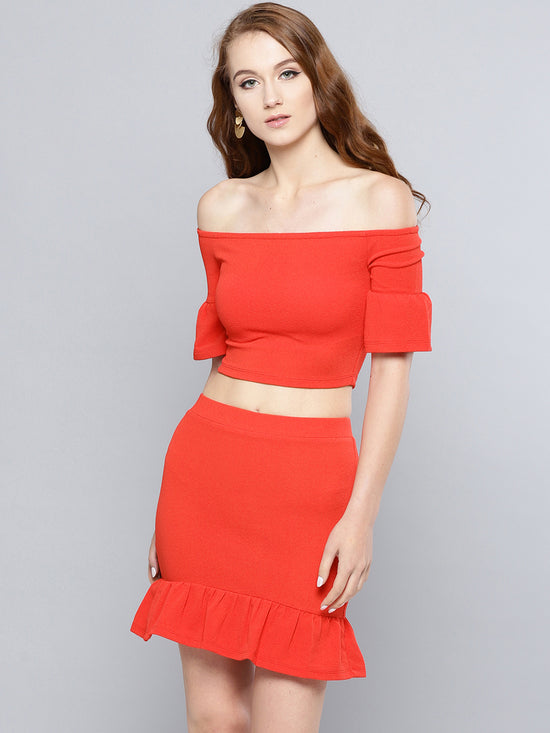 Red Frilled Co-Ordinate Dress