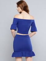 Royal Blue Frilled Co-Ordinate Dress