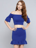 Royal Blue Frilled Co-Ordinate Dress