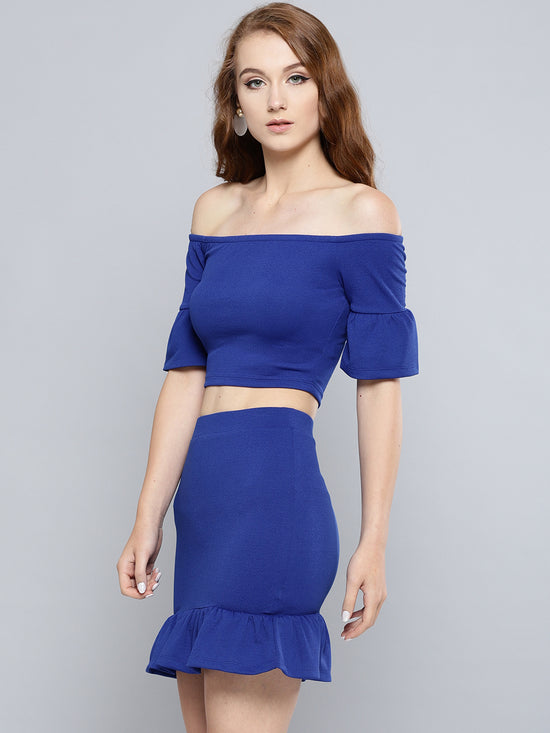 Royal Blue Frilled Co-Ordinate Dress