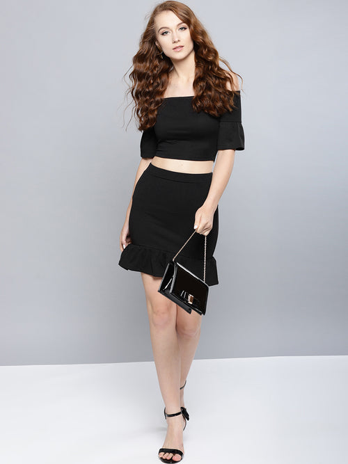 Black Frilled Co-Ordinate Dress