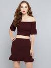 Maroon Frilled Co-Ordinate Dress