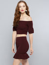 Maroon Frilled Co-Ordinate Dress