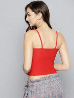 Red Twist Knot Strappy Crop Top