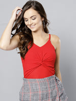 Red Twist Knot Strappy Crop Top