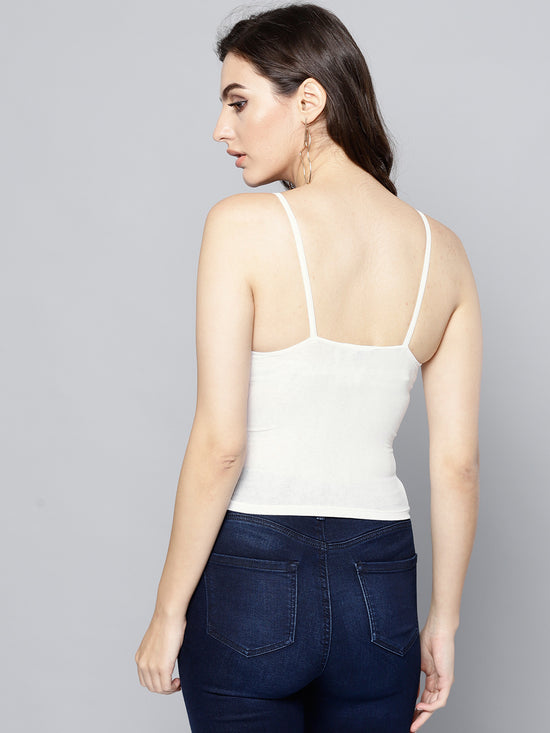 White Twist Knot Strappy Crop Top