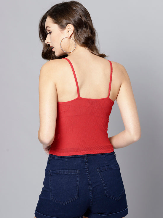 Rust Twist Knot Strappy Crop Top