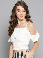 Veni Vidi Vici Off White Front Twist Puffed Sleeve Top