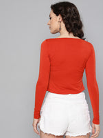 Veni Vidi Vici Red Peek-A-Boo Full Sleeve Top