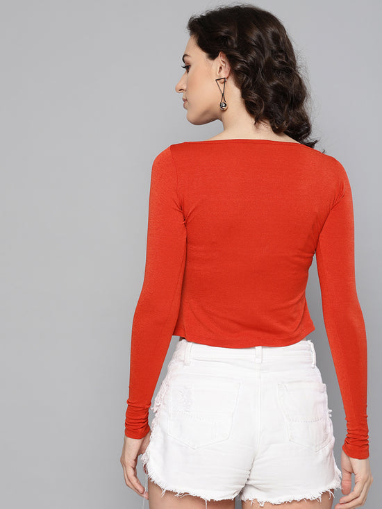 Veni Vidi Vici Red Peek-A-Boo Full Sleeve Top