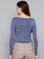 Veni Vidi Vici Indigo Peek-A-Boo Full Sleeve Top